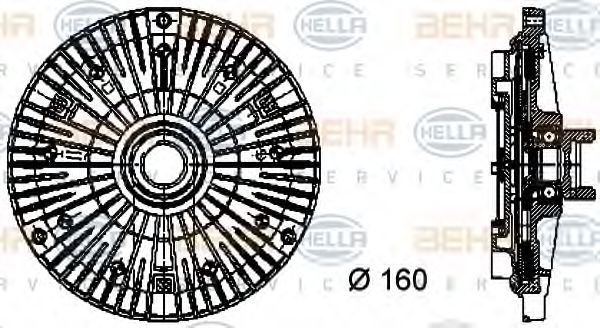 8MV 376 732-091 BEHR+HELLA+SERVICE Cooling System Clutch, radiator fan