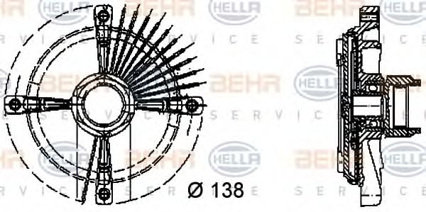 8MV 376 732-151 BEHR+HELLA+SERVICE Сцепление, вентилятор радиатора