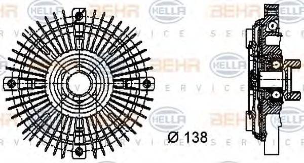 8MV 376 732-201 BEHR+HELLA+SERVICE Clutch, radiator fan