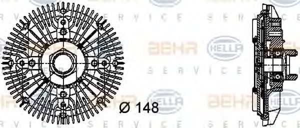 8MV 376 732-411 BEHR+HELLA+SERVICE Сцепление, вентилятор радиатора
