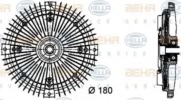8MV 376 732-491 BEHR+HELLA+SERVICE Сцепление, вентилятор радиатора