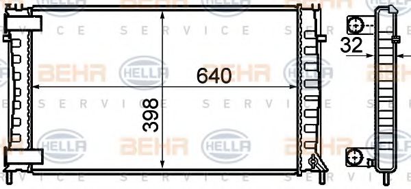 8MK 376 732-791 BEHR+HELLA+SERVICE Radiator, engine cooling