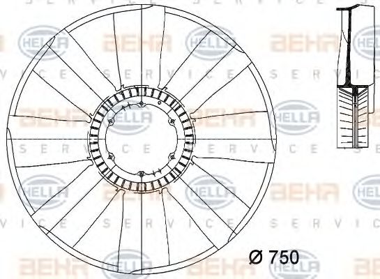 8MV 376 733-081 BEHR+HELLA+SERVICE Cooling System Fan Wheel, engine cooling