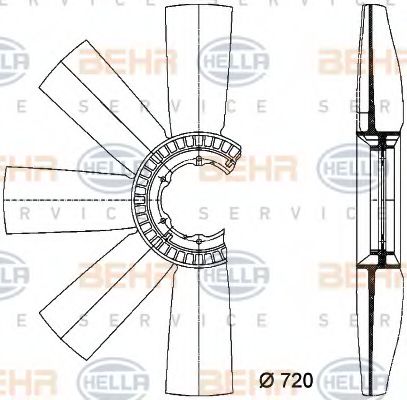 8MV 376 733-091 BEHR+HELLA+SERVICE Fan Wheel, engine cooling