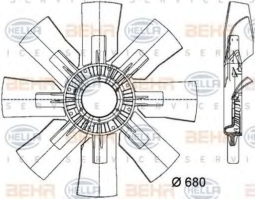 8MV 376 733-121 BEHR+HELLA+SERVICE Cooling System Fan Wheel, engine cooling