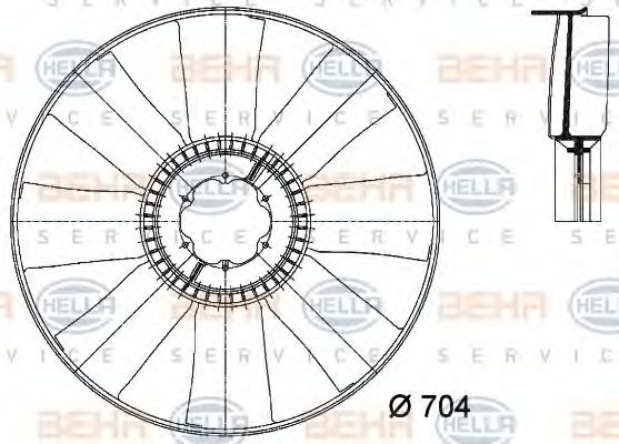 8MV 376 733-131 BEHR+HELLA+SERVICE Cooling System Fan Wheel, engine cooling