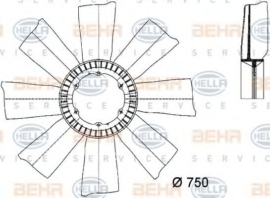 8MV 376 733-151 BEHR+HELLA+SERVICE Fan Wheel, engine cooling