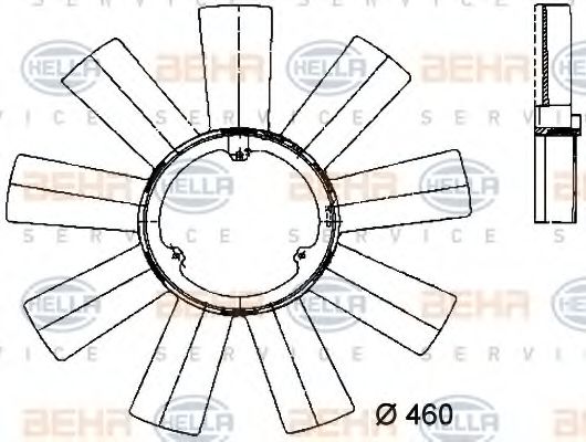 8MV 376 733-171 BEHR+HELLA+SERVICE Fan Wheel, engine cooling