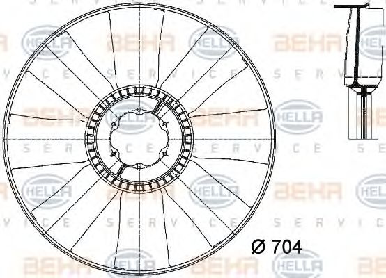 8MV 376 733-181 BEHR+HELLA+SERVICE Fan Wheel, engine cooling