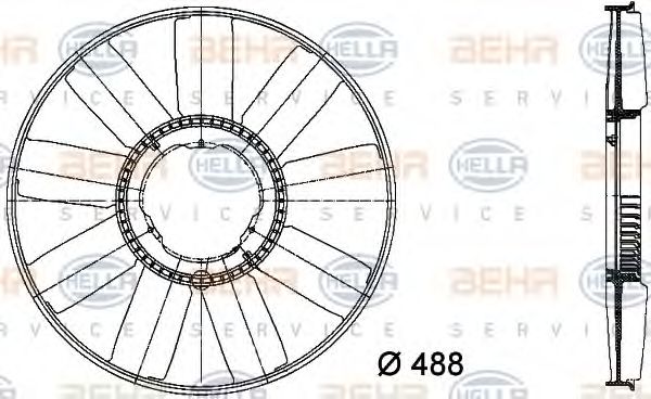 8MV 376 733-211 BEHR+HELLA+SERVICE Fan Wheel, engine cooling