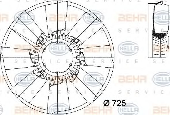 8MV 376 733-221 BEHR+HELLA+SERVICE Fan Wheel, engine cooling