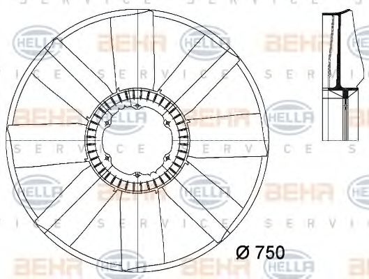 8MV 376 733-231 BEHR+HELLA+SERVICE Fan Wheel, engine cooling
