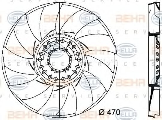 8MV 376 733-241 BEHR+HELLA+SERVICE Fan Wheel, engine cooling