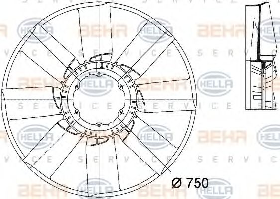 8MV 376 733-261 BEHR+HELLA+SERVICE Cooling System Fan Wheel, engine cooling