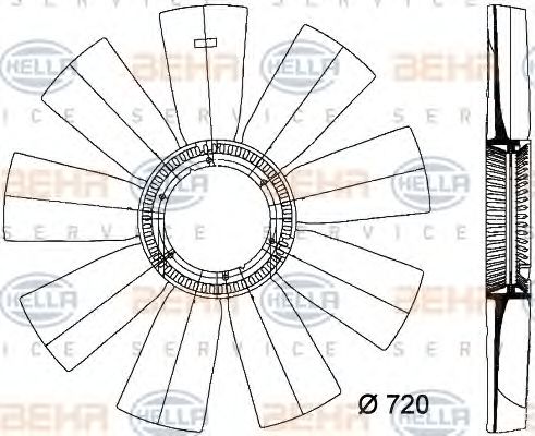 8MV 376 733-291 BEHR+HELLA+SERVICE Fan Wheel, engine cooling