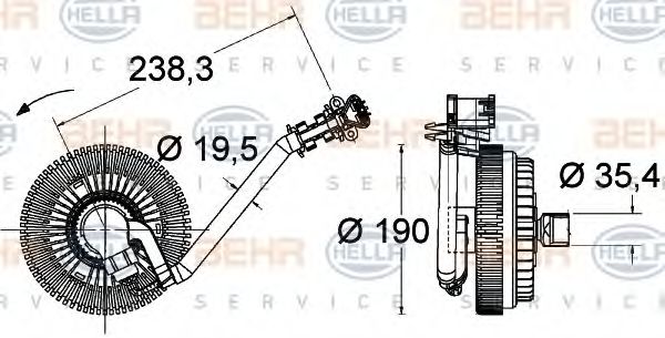 8MV 376 734-021 BEHR+HELLA+SERVICE Охлаждение Сцепление, вентилятор радиатора