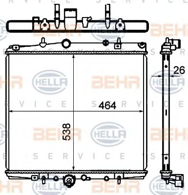 8MK 376 735-311 BEHR+HELLA+SERVICE Cooling System Radiator, engine cooling