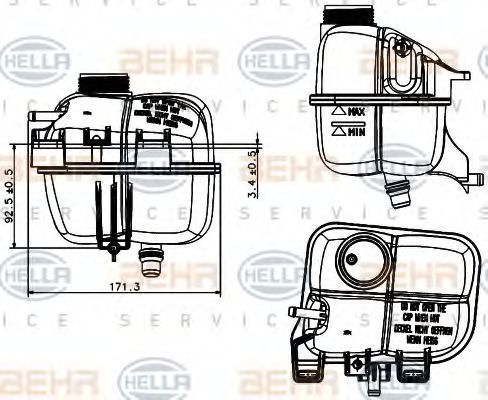 8MA 376 737-221 BEHR+HELLA+SERVICE Cooling System Expansion Tank, coolant