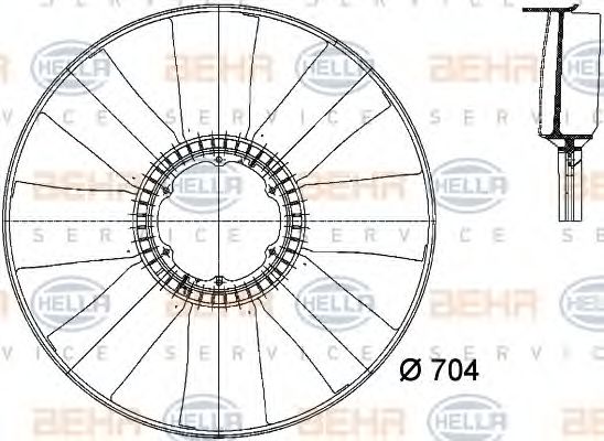 8MV 376 741-171 BEHR+HELLA+SERVICE Cooling System Fan Wheel, engine cooling