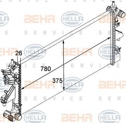8MK 376 745-021 BEHR+HELLA+SERVICE Cooling System Radiator, engine cooling