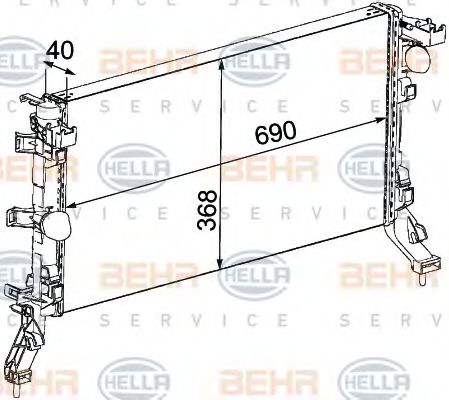 8MK 376 745-201 BEHR+HELLA+SERVICE Radiator, engine cooling
