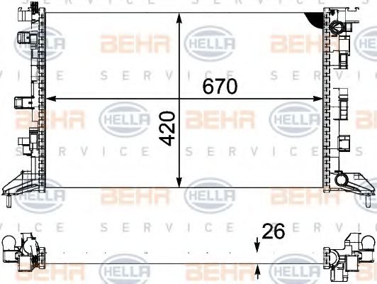 8MK 376 745-211 BEHR+HELLA+SERVICE Radiator, engine cooling
