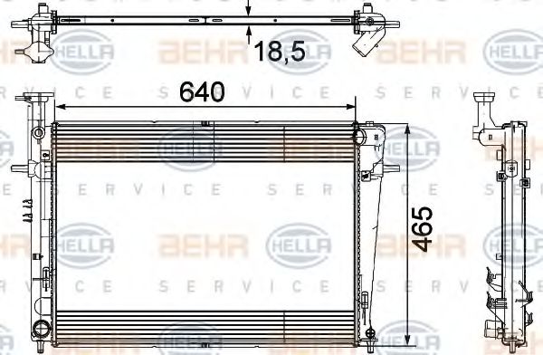 8MK 376 745-611 BEHR+HELLA+SERVICE Cooling System Radiator, engine cooling