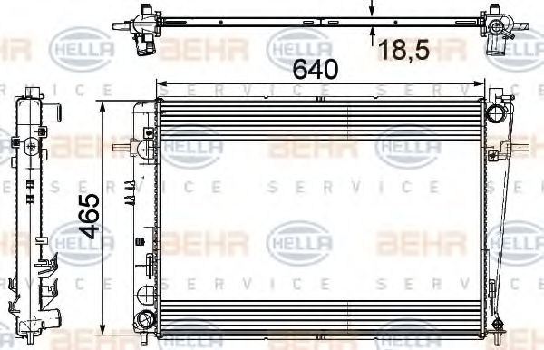 8MK 376 745-621 BEHR+HELLA+SERVICE Cooling System Radiator, engine cooling