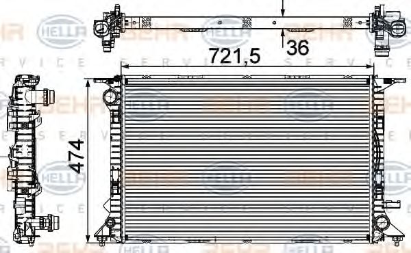 8MK 376 745-641 BEHR+HELLA+SERVICE Radiator, engine cooling