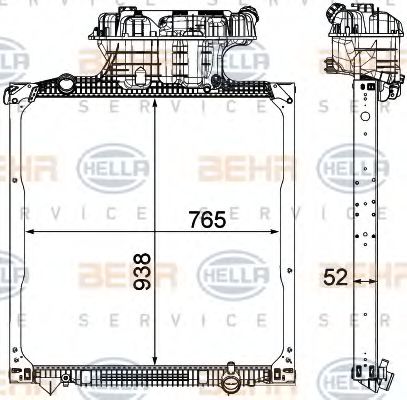 8MK 376 750-541 BEHR+HELLA+SERVICE Radiator, engine cooling