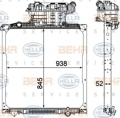 8MK 376 750-551 BEHR+HELLA+SERVICE Radiator, engine cooling
