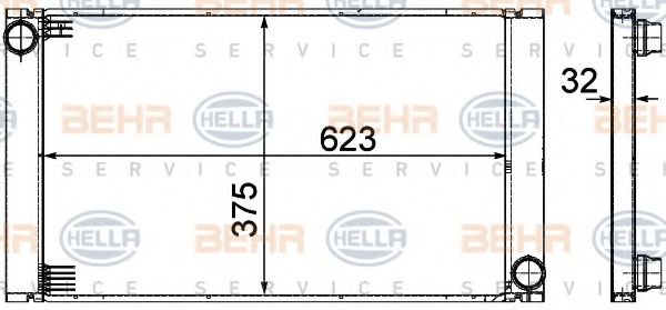 8MK 376 753-581 BEHR+HELLA+SERVICE Radiator, engine cooling