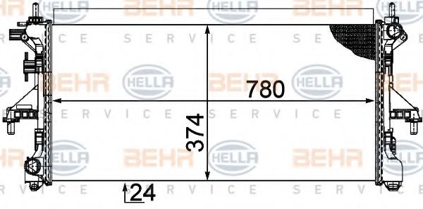 8MK 376 753-611 BEHR+HELLA+SERVICE Radiator, engine cooling