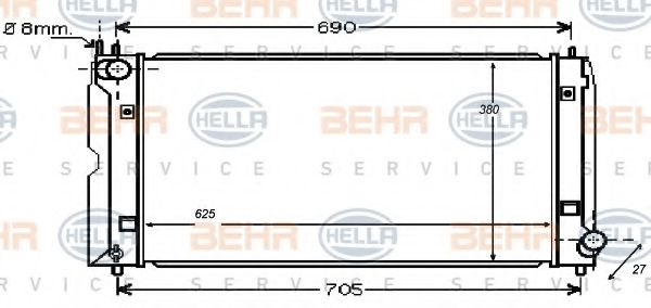 8MK 376 753-731 BEHR+HELLA+SERVICE Cooling System Radiator, engine cooling