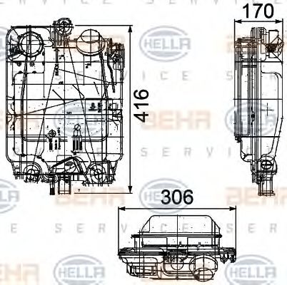 8MA 376 753-781 BEHR+HELLA+SERVICE Cooling System Expansion Tank, coolant