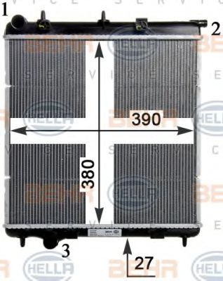 8MK 376 754-471 BEHR+HELLA+SERVICE Radiator, engine cooling