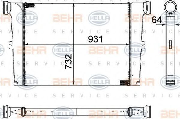 8ML 376 755-451 BEHR+HELLA+SERVICE Air Supply Intercooler, charger