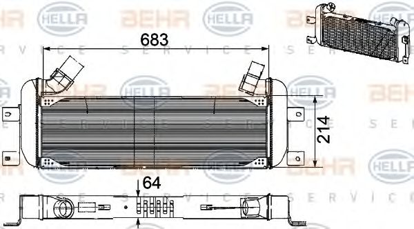 8ML 376 756-191 BEHR+HELLA+SERVICE Радиатор, рециркуляция ОГ
