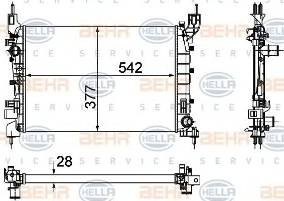 8MK 376 756-521 BEHR+HELLA+SERVICE Cooling System Radiator, engine cooling