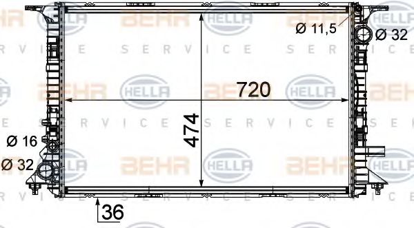 8MK 376 756-681 BEHR+HELLA+SERVICE Cooling System Radiator, engine cooling