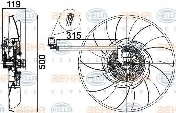 8MV 376 757-521 BEHR+HELLA+SERVICE Clutch, radiator fan