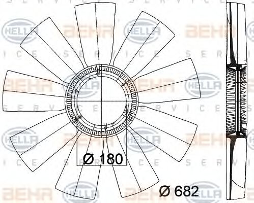 8MV 376 757-771 BEHR+HELLA+SERVICE Fan Wheel, engine cooling