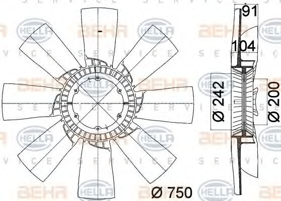 8MV 376 758-231 BEHR+HELLA+SERVICE Cooling System Fan Wheel, engine cooling