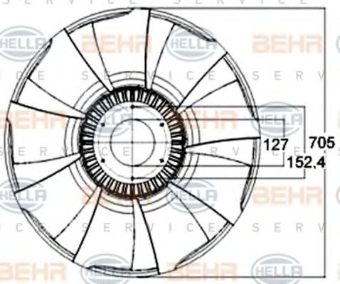 8MV 376 758-561 BEHR+HELLA+SERVICE Fan Wheel, engine cooling