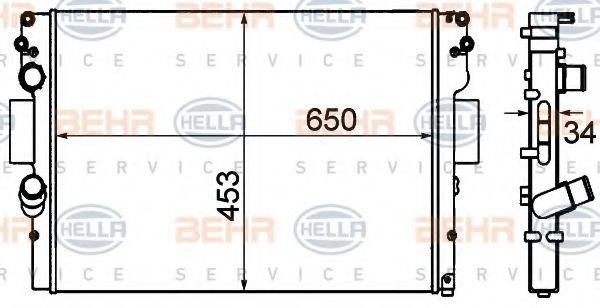 8MK 376 760-624 BEHR+HELLA+SERVICE Radiator, engine cooling