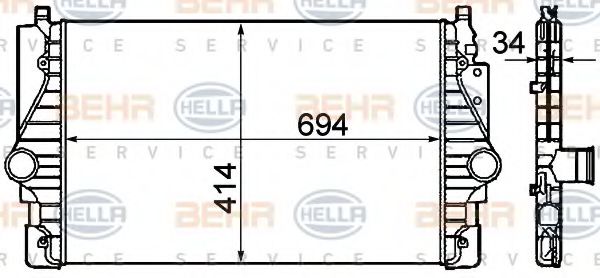 8ML 376 760-641 BEHR+HELLA+SERVICE Intercooler, charger