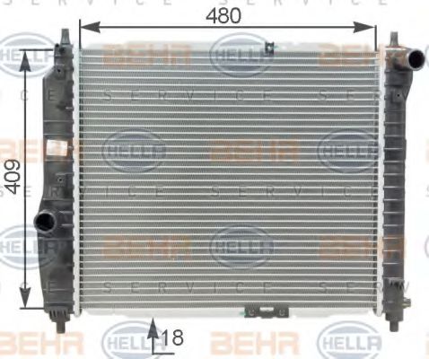 8MK 376 762-641 BEHR+HELLA+SERVICE Radiator, engine cooling