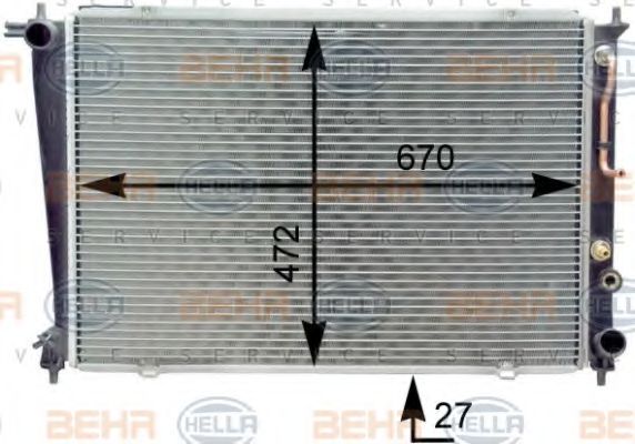 8MK 376 763-121 BEHR+HELLA+SERVICE Radiator, engine cooling