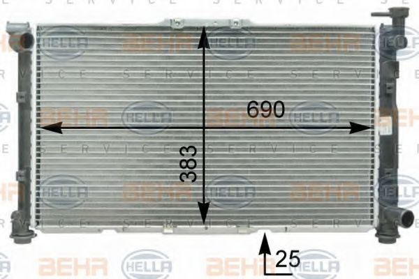 8MK 376 763-461 BEHR+HELLA+SERVICE Radiator, engine cooling
