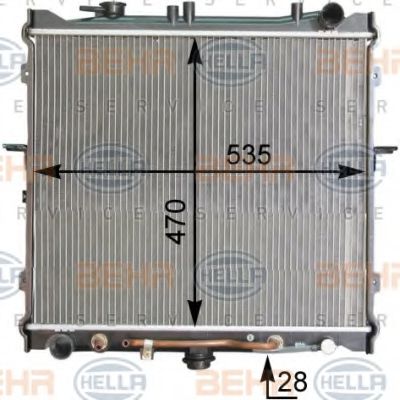 8MK 376 763-511 BEHR+HELLA+SERVICE Radiator, engine cooling